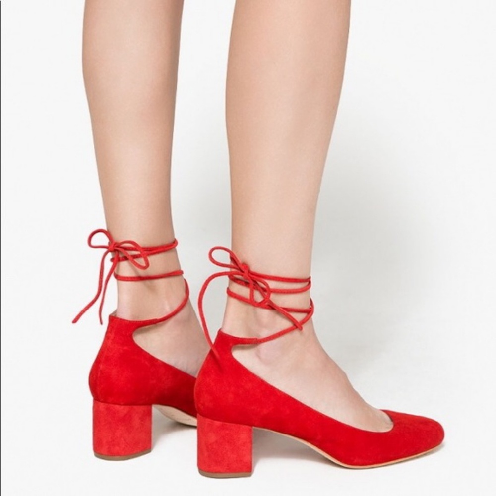 Loeffler Randall Clara Ankle Wrap Pump- Flame